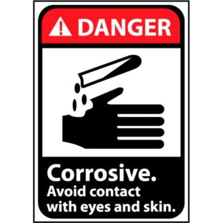 NATIONAL MARKER CO Danger Sign 14x10 Vinyl - Corrosive Avoid Contact DGA3PB